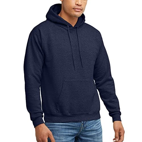 Hanes Comfortblend EcoSmart Hoodie, Midweight Fleece, Pullover Hooded Sweatshirt for Men, Heather Navy, Large - Image 1