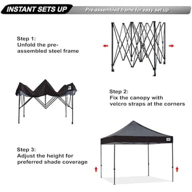 ABCCANOPY Patio Pop Up Canopy Tent 10x10 Commercial-Series (Black) - Image 3
