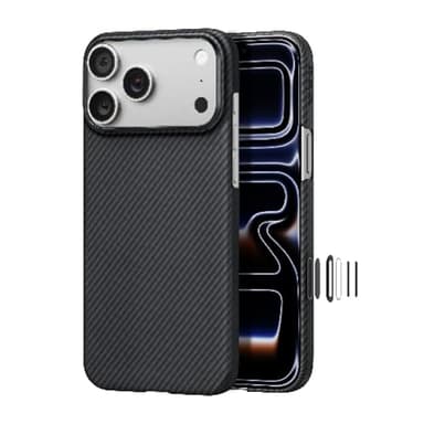 pitaka for iPhone 17 Pro Case 6.3" with Camera Control Button, Compatible with MagSafe, Ultra-Slim Case with Caseless Touch Feeling, 600D Aramid Fiber Woven, Black/Grey(Twill) - Image 1