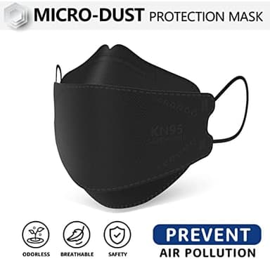 LEVENIS KN95 Face Masks 100 Pack, Breathable Comfortable and Disposable KN95 Mask, Black - Image 3
