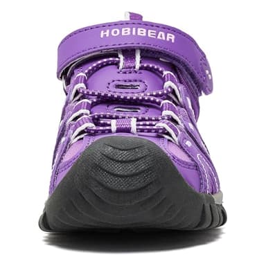 HOBIBEAR Girls Outdoor Closed-Toe Breathable Summer Kids Athletic Sport Sandals Lightweight Purple/Grey - Image 4
