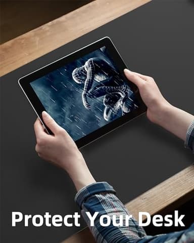 Large Desk Mat,55" x 17"Leather Desk Pad Protector,Large Mouse Pad,Non-Slip PU Leather Desk Blotter, Laptop Desk Pad,Waterproof Desk Writing Pad for Office/Home/Decor (Black) - Image 3