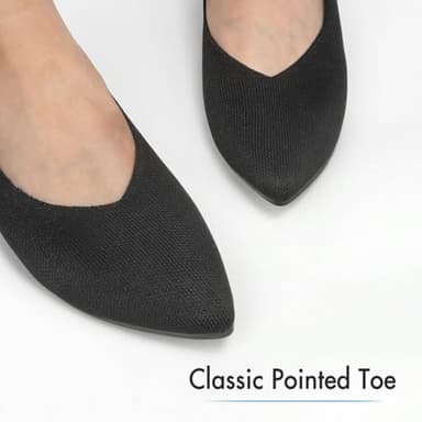 ATHMILE Pointed Toe Flats for Women Dressy Black Work Shoes Business Casul Knit Ballet Flats Slip on Office Ladies Comforttable Dress - Image 3