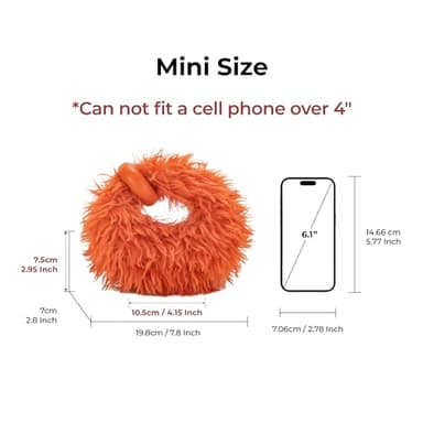 JW PEI Women's Abacus Top Handle Bag - Faux Fur Orange - Mini - Image 5