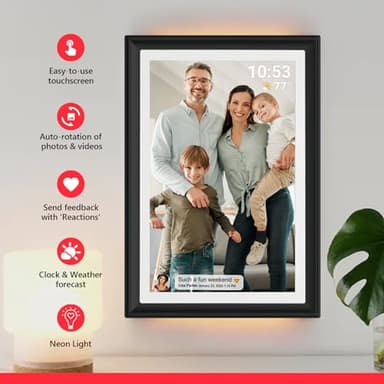 32GB FRAMEO 10.1 Inch WiFi Digital Photo Frame with LED Light, 1280x800 HD IPS LCD Touch Screen, Auto-Rotate Portrait and Landscape, 32GB Storage, Share Moments Instantly via Frameo App from Anywhere - Image 3