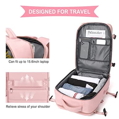 Large Travel Backpack Women, Carry On Backpack,Hiking Backpack Waterproof Outdoor Sports Rucksack Casual Daypack with USB Charging Port Shoes Compartment,Pink… - Image 8