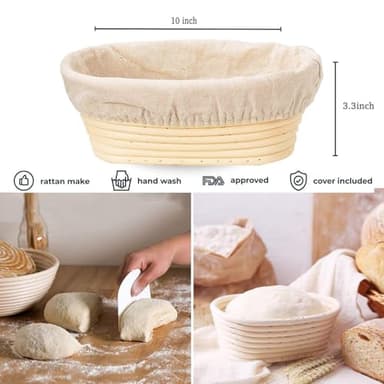 Banneton Bread Proofing Basket, 2 Pack 10 Inch Oval Sourdough Proofing Basket, Sourdough Bread Baking Supplies for Making Baking Fermentation Food Storage Tools - Image 2