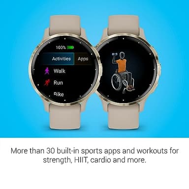 Garmin Venu 3S Soft Gold Stainless Steel Bezel 1.2-Inch AMOLED Touchscreen Display Smart Watch with 41mm French Gray Case and Silicone Band - Image 5