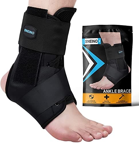 SNEINO Ankle Brace for Women & Men - Ankle Support Brace for Sprained Ankle, Ankle Stabilizer for Achilles, Tendon, Sprain, Injury Recovery, Lace up Ankle wrap for Running, Basketball, Volleyball (Medium) - Image 1