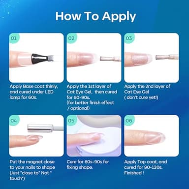 modelones Gel Nail Polish Set, 6 Colors Blue Green Glitter Cat Eye Black Silver Sparkle Shimmer Gel Polish Kit with Magnet Ocean Series Soak Off Nail Art Manicure Home Gift for Women Girl - Image 6