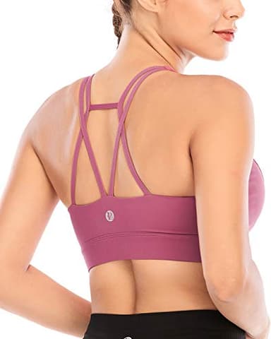 RUNNING GIRL Sports Bras for Women Backless Padded Sports Bra Tank Top Long Line Gym High Impact Sports Bra Push up(WX2569Rose Red,L) - Image 1