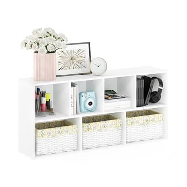 Furinno Luder Bookcase / Book / Storage , 7-Cube, White - Image 5