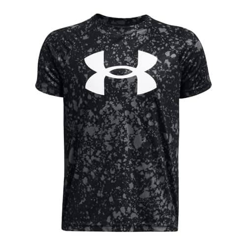 Under Armour Boys Tech Big Logo Printed Short-Sleeve T-Shirt, (009) Black / / White, Large - Image 1