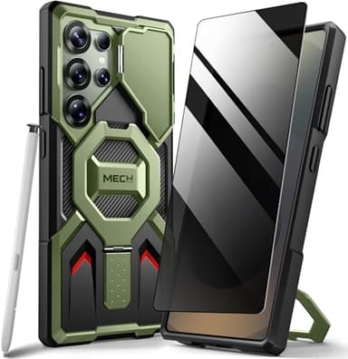 TONGATE for Samsung Galaxy S24 Ultra Case Compatible with MagSafe, [Ring Stand & Camera Cover Kickstand] Drop Shockproof Rugged Protection Phone Case for S24 Ultra with Screen Protector 6.8", Green - Image 1