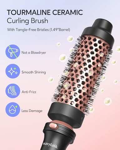 Wavytalk 5 in 1 Curling Iron,Curling Iron Set with Heated Round Brush and 4 Interchangeable Ceramic Curling Wand(0.5”-1.25"), Instant Heat Up,Dual Voltage Hair Curler - Image 5