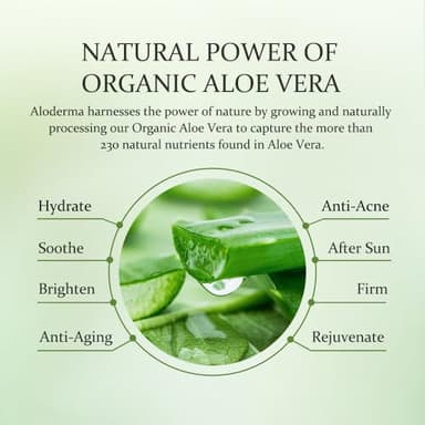 Aloderma Organic Aloe Vera Gel for Face & Body, 96% Pure Aloe Gel Made within 12 Hours of Harvest, Ideal for Skin, Scalp, & Hair Hydration, Calming Moisturizer for Soothing After Sun Care, 7.05oz - Image 5