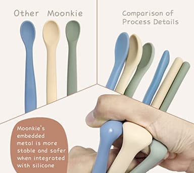 Moonkie Silicone Baby Spoons Set of 4, Two Sizes Feeding Spoon for First Stage 4+ Months, Baby Utensils, Toddler Led Weaning Spoons, Bendable, Chewproof & Boil-proof(Without Case) - Image 5