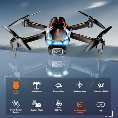 2K HD FPV Drone with Camera for Adults - Altitude Hold, One-Key Takeoff/Landing, 3 Speed Modes, Headless Mode, 2 Batteries, Foldable & Portable, Best Gifts for Beginners, Teen Boys & Girls, Orange - Image 3