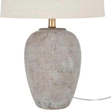 Nourison Home 23" Rustic Brown (Gray Undertones) Ceramic Pot Table Lamp for Bedroom, Living Room, Dining Office, Beige Shade, Set of 2 - Image 6