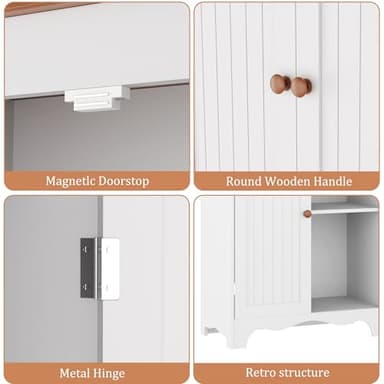 Function Home 72" Kitchen Pantry Cabinet, Freestanding Storage Cabinets, Tall Food Pantry with Doors and Adjustable Shelves, Utility Floor Cabinet for Kitchen Dining Room Living Room, White - Image 8