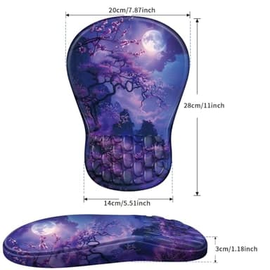 YIWEI Ergonomic Mouse Pad with Wrist Rest Support, Mousepad with Comfortable Memory Foam Wrist Rest and Non-Slip PU Base for Pain Relief, Computer, Laptop, Office, Home (Moonlit Night) - Image 6