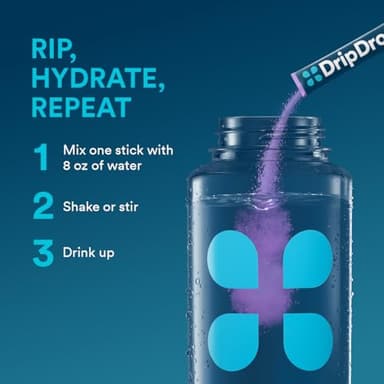DripDrop Hydration Packets - Grape - Single Serve Electrolytes Powder Drink Mix - Non-GMO, Gluten Free, Vegan - 32 Sticks - Image 6
