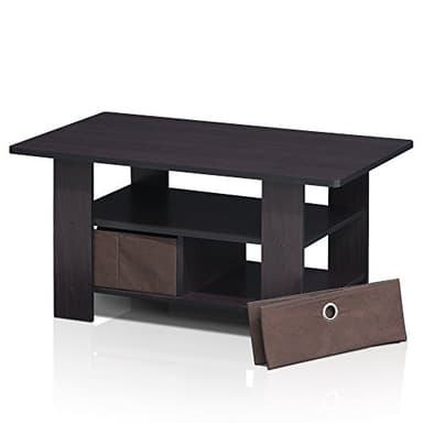Furinno Andrey Coffee Table with Bin Drawer, Dark Walnut - Image 6