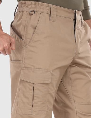 Mens Work Pants Waterproof Ripstop Durable Cargo Tactical Pants Outdoor Lightweight Utility Hiking Working Construction Pants with 7 Pockets Khaki 38Wx34L - Image 4