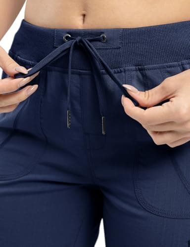 TBMPOY Womens Cargo Capris Hiking Lightweight Pants 6 Pockets Quick Dry Casual Outdoor Trip Loose Shorts Cropped Cotton Navy M - Image 4