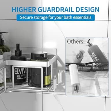 Youvip Adhesive Corner Shower Caddy - No Drilling Wall Mounted Shower Shelves-Rustproof, Organizer for Bathroom with Soap Holder. Silver - Image 4