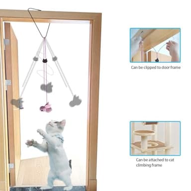 ZPH Cat Toys Interactive for Indoor Cats,2PCS Retractable Cat Wand,9PCS Teaser Toys&1PCS Hanging Door Lure Kitten Toy,Interactive Feather Toy for Teaser Play and Chase Exercise with Kitten - Image 3