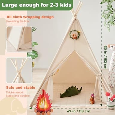 Tiny Land Teepee Tent for Kids with Star Lights, Foldable Play Tent for Girls & Boys, Washable Indoor Toddler Tent, Cozy Warm Reading Nook & Room Decor - Image 7