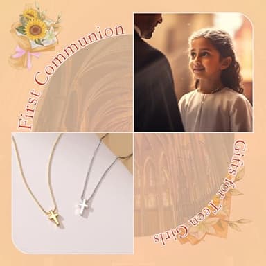 Poxtex Gold Cross Necklace for Women Girls Dainty Cute 14K Gold Plated Small Cross Pendant Trendy Jewelry Non Tarnish Waterproof Simple Tiny Necklace Religious Christian Baptism Jesus Faith Gifts Stuff - Image 7