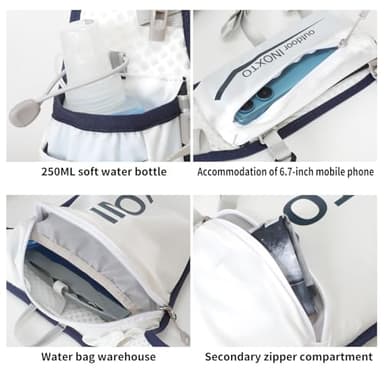 INOXTO Running Hydration Vest Backpack,Lightweight Insulated Pack with 1.5L Water Bladder Bag Daypack for Hiking Trail Running Cycling Race Marathon for Women Men (White) - Image 5