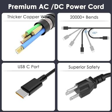 Ruilezyo 65W USB C Laptop Charger Compatible with Lenovo Thinkpad Chromebook Yoga Laptop and More USB Type C Power Cord - Image 7