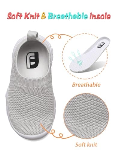 JOINFREE Toddler Shoes Boys Girls Sneakers Non-Slip Walking Shoes for Kids Grey 11 Little Kid - Image 2