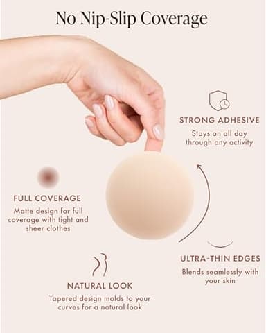 Bare Babe Reusable Silicone Nipple Covers - Waterproof, Nude, 4 Shades - Sticky Breast Stickers for Strapless Dress (Crème, Large) - Image 3