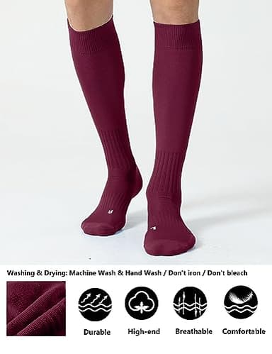 CelerSport 2 Pack Soccer Socks for Youth Kids Adult Over-The-Calf Socks with Cushion, Brown (2 Pack), Large - Image 2