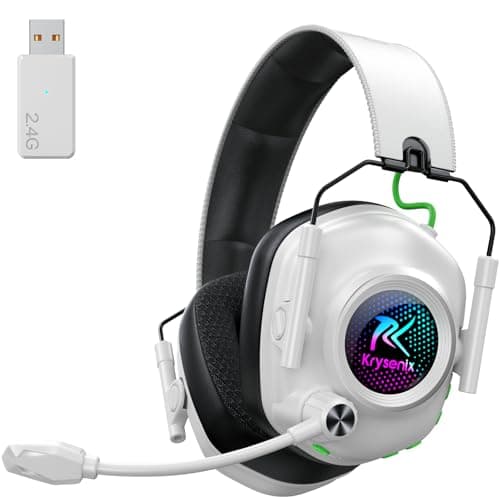 Wireless Gaming Headset with Noise Canceling Microphone for PC, PS5, PS4, Switch, Mac，2.4 GHz Wireless & Bluetooth 5.4 Gaming Headphones, Cool RGB Lighting, 40Hr Battery, 50mm Drivers-White - Image 1