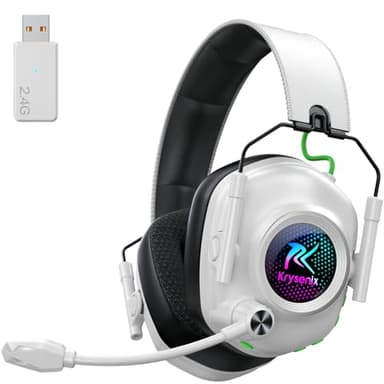 Wireless Gaming Headset with Noise Canceling Microphone for PC, PS5, PS4, Switch, Mac，2.4 GHz Wireless & Bluetooth 5.4 Gaming Headphones, Cool RGB Lighting, 40Hr Battery, 50mm Drivers-White - Image 1
