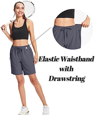 MAGCOMSEN Hiking Shorts Women Water Resistant with Pockets Quick Dry Lightweight Outdoor Golf Dark Grey L - Image 5