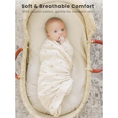 Konssy 3 Pack Muslin Swaddle Blankets for Unisex, Newborn Receiving Blanket, Large 47 x 47 inches, Soft Breathable Muslin Baby Swaddles for Boys & Girls - Image 4