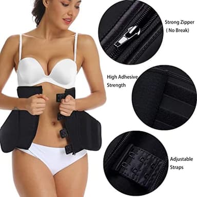 HOPLYNN Neoprene Sweat Waist Trainer Corset Trimmer Shaper Belt for Women, Workout Plus Size Waist Cincher Stomach Wraps Bands Black Medium - Image 4