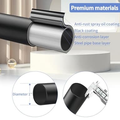 ZYRW Black Curtain Rods, Room Darkening Curtain Rod for Windows 48 to 90 Inches(4-7.5Ft), Wrap Around Curtain Rods, Heavy Duty Blackout Drapery Rod,Modern Decorative Window Treatment Rod, Matte Black - Image 3