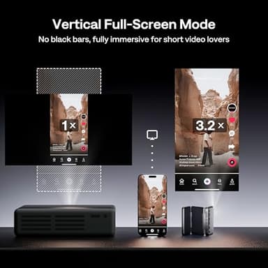 Aurzen ZIP Tri-Fold DLP Truly Mini Projector, Pocket Size, Zero-Lag Focus, One-Click Screen Mirroring, Full-Screen Mode, Type-C Fast Charging, 5,000mAh Battery, Indoor Outdoor Portable Projector, Grey - Image 5