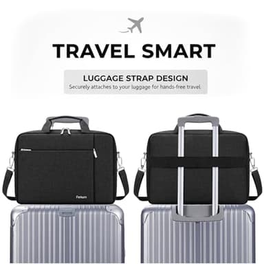 Ferkurn Laptop Bag Case for Women Men Computer Bag Compatible with HP Envy Pavilion Omen/LG Gram/MSI/Dell Inspiron XPS/Lenovo/Acer, Shoulder Strap Carrying Messenger Briefcase, Black, 17 17.3 Inch - Image 3