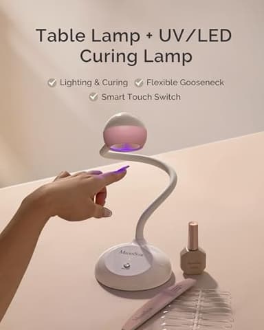 MelodySusie 2 in 1 Professional Nail Desk Lamp and Flash Cure UV Nail Lamp for Nail Art Fill Light&Curing,Cordless Gooseneck UV Light for Gel x Nails with 2 Timers, Rechargeable, Salon Use - Image 7
