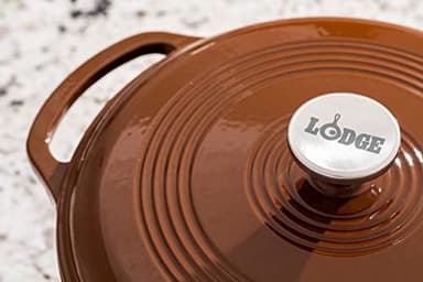 Lodge 6 Quart Enameled Cast Iron Dutch Oven with Lid – Dual Handles – Oven Safe up to 500° F or on Stovetop - Use to Marinate, Cook, Bake, Refrigerate and Serve – Burnt Sienna - Image 3