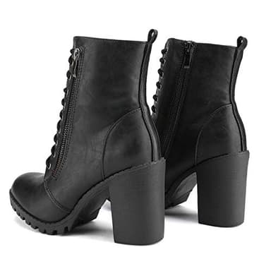DREAM PAIRS Women's Combat Ankle Boots Chunky Heel Lace up Fashion Heeled Booties,Size 9,Black,SILVERADO - Image 2