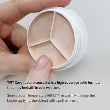 TFIT Multi-Use Pot Concealer - Triple Palette | High-Pigmented, Full Coverage & Crease-Proof | Korean Concealer for Dark Circles, Redness & Blemishes (01 Neutral, 0.52 Oz) - Image 3